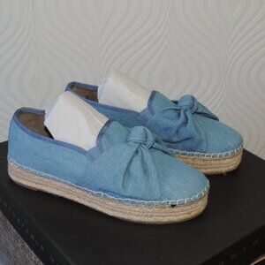 CIRCUS by SAM EDELMAN sz 10 Sparkly Blue Chambray Espadrilles w/Bow Knot Top
